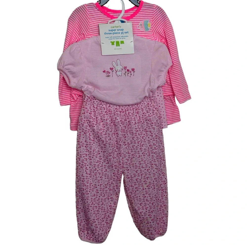 Carters 24M 2T Baby Girl Bunny & Fish Outfits‎ Pants Set Short Set 2 Outfits NWT